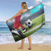 Fußball Arena Thema Junge Geschenk Brauch Strand Handtuch